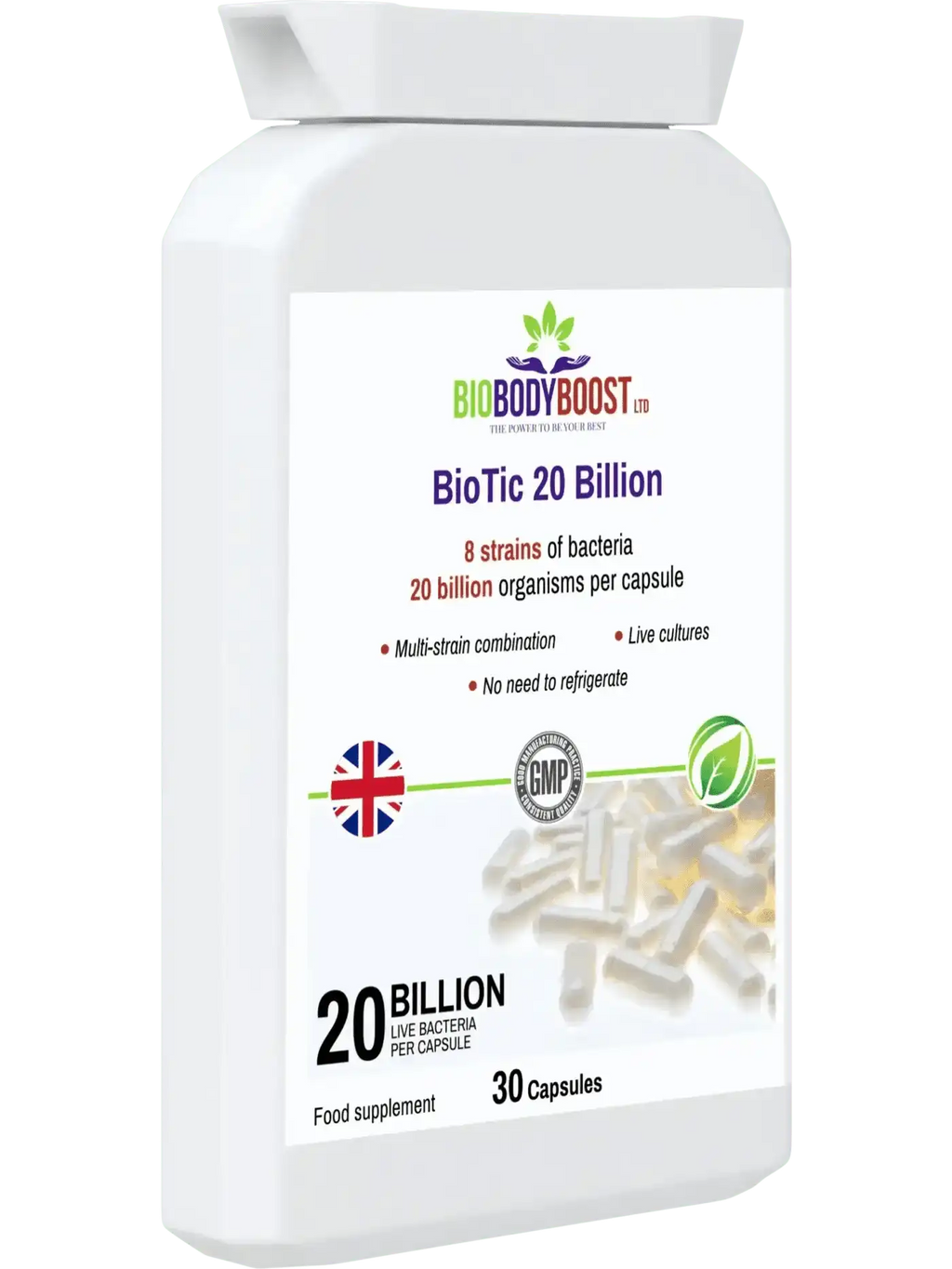 BioBodyBoost Vegan Probiotic - 20 Billion Live Cultures