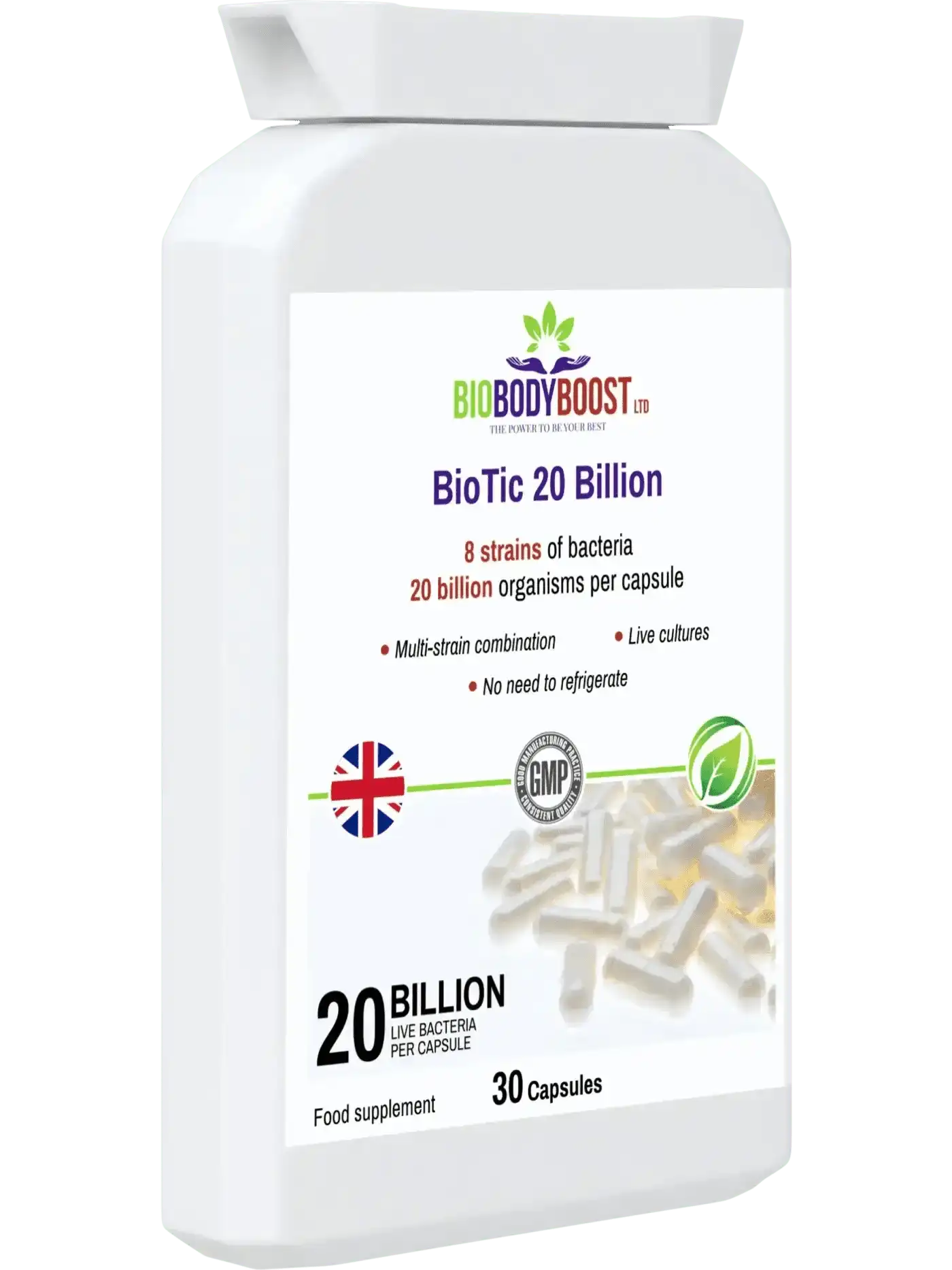 BioBodyBoost Vegan Probiotic - 20 Billion Live Cultures