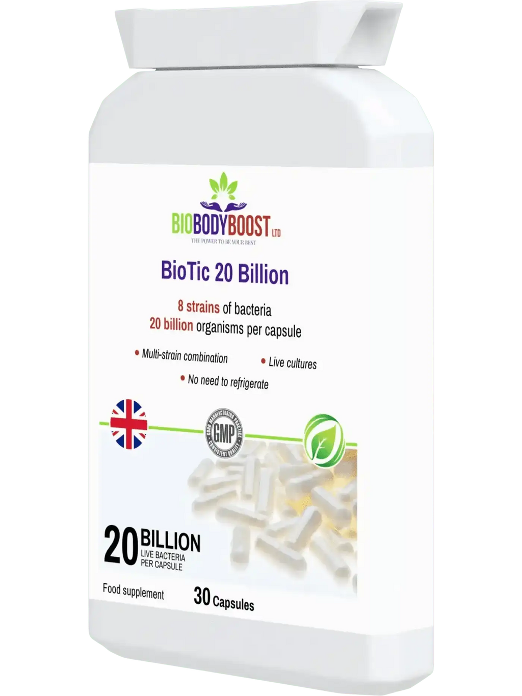 BioBodyBoost Vegan Probiotic - 20 Billion Live Cultures