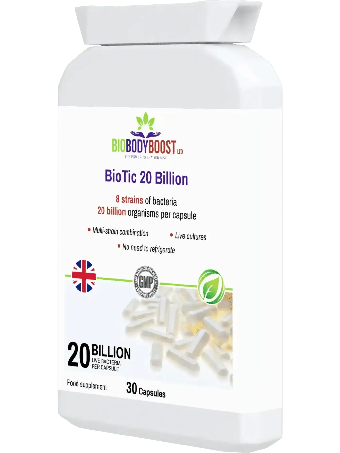 BioBodyBoost Vegan Probiotic - 20 Billion Live Cultures
