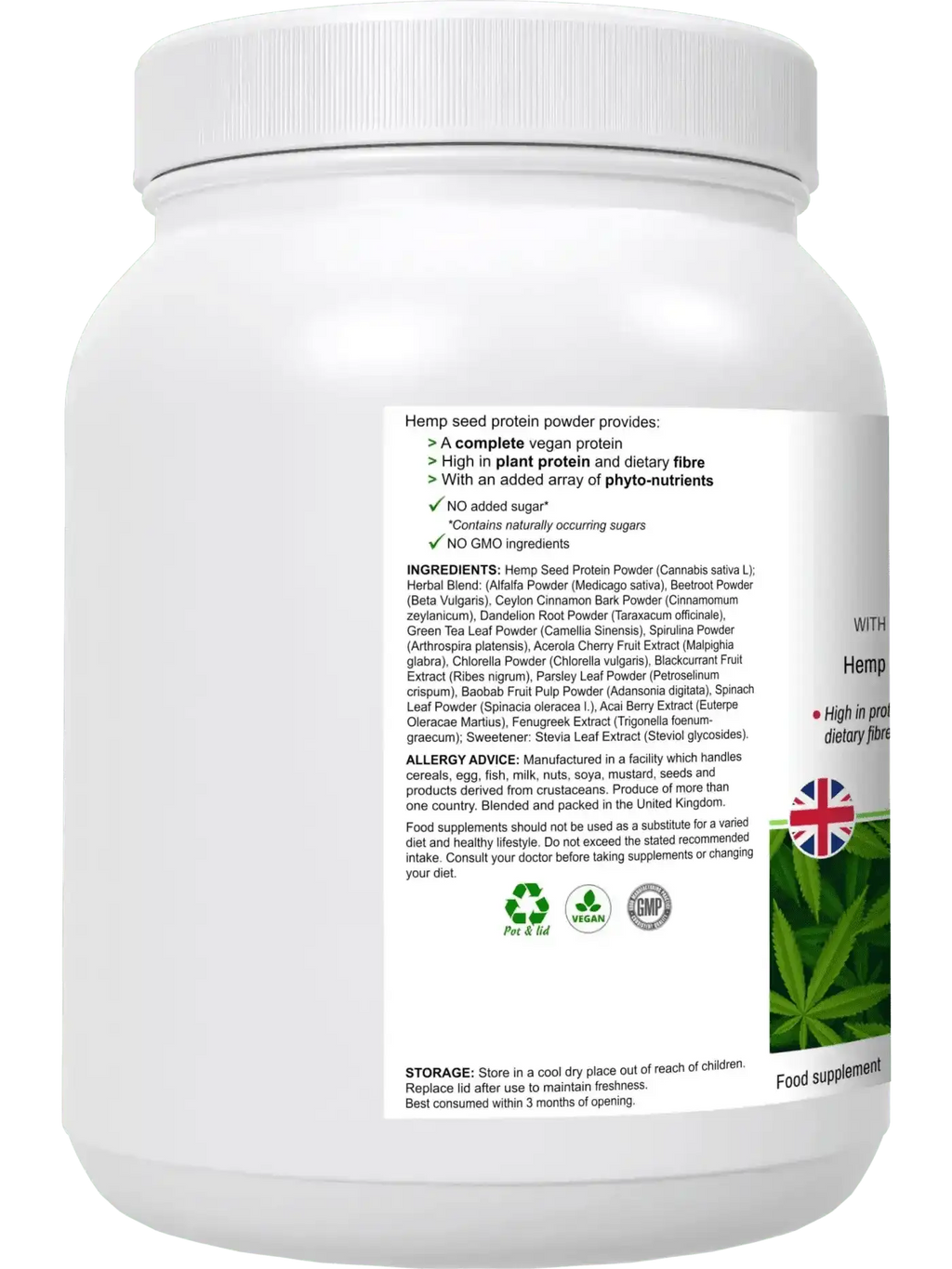 HyperHemp Vegan Hemp Protein Powder – 500 g | Plant‑Based, High Protein, UK‑Made